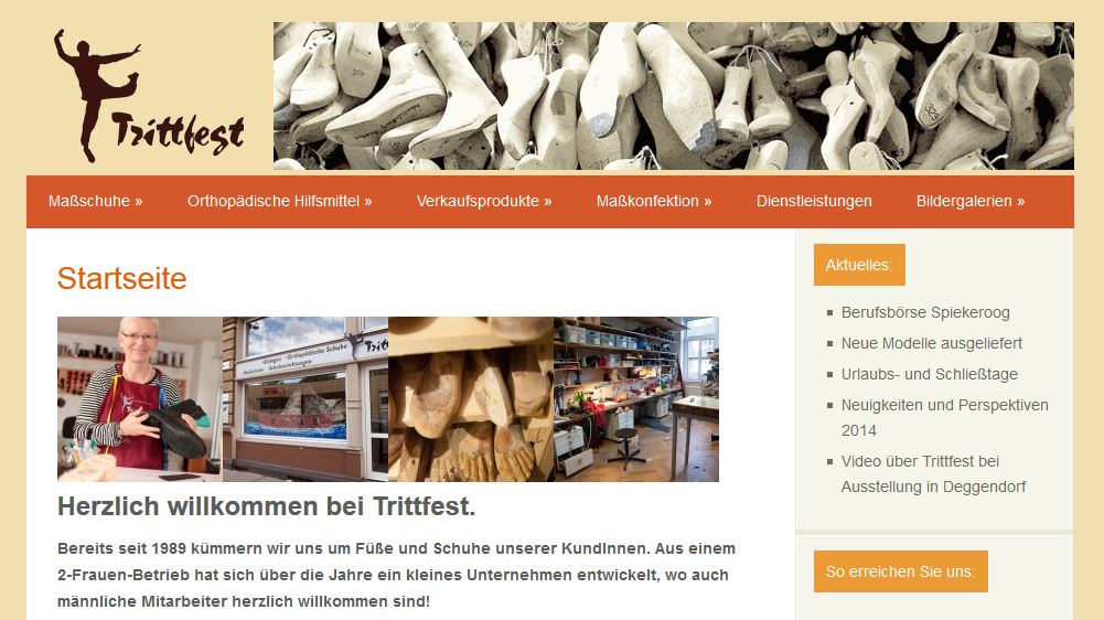 Neue Homepage für Trittfest: Kreative Schuhideen, Maßkonfektion und Orthopädie